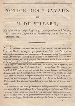 Notice des travaux de M. du Villard