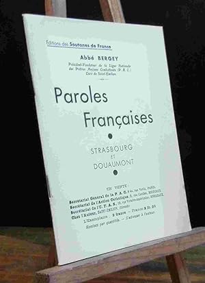 Seller image for PAROLES FRANCAISES - STRASBOURG ET DOUAUMONT for sale by Livres 113