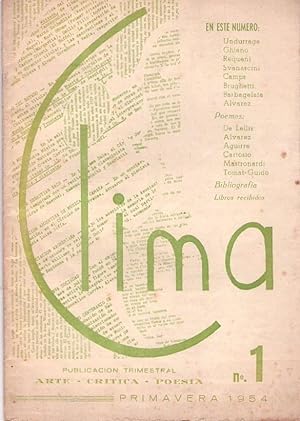 Imagen del vendedor de CLIMA - No. 1 - Ao 1, primavera 1954 a la venta por Buenos Aires Libros