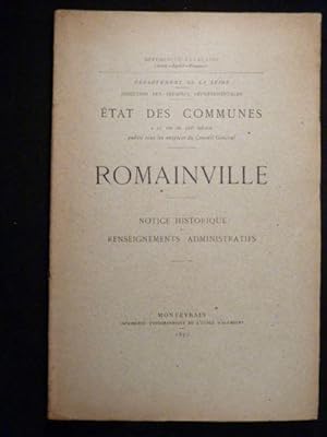 Département de la Seine. - Direction des affaires départementales, état des communes à la fin du ...