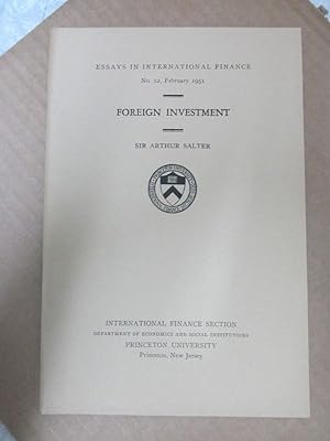 Seller image for Foreign Investment (Essays in International Finance, #12) for sale by Atlantic Bookshop