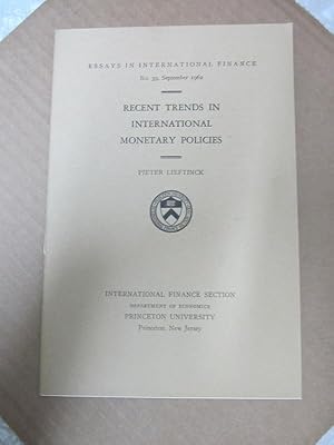 Image du vendeur pour Recent Trends in International Monetary Policies (Essays in International Finance, #39) mis en vente par Atlantic Bookshop