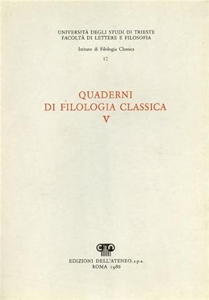 Image du vendeur pour Quaderni di filologia classica.n.5. mis en vente par FIRENZELIBRI SRL