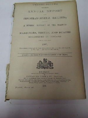 Seller image for Register of Marriages, Births and Deaths in Ireland: Report, 1887 for sale by Kennys Bookshop and Art Galleries Ltd.