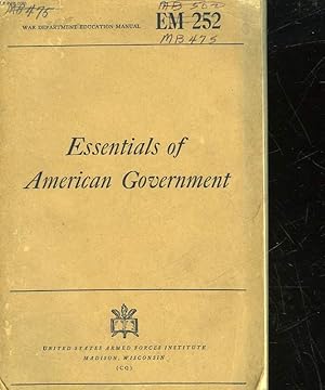 Seller image for ESSENTIALS OF AMERICAN GOVERNMENT for sale by Le-Livre