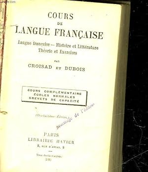 Imagen del vendedor de COURS DE LANGUE FRANCAISE a la venta por Le-Livre
