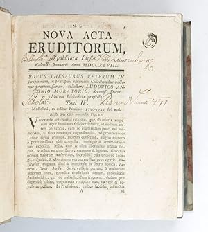 Bild des Verkufers fr [Nova acta eruditorum, anno MDCCXLVIII (1748) publicata]. zum Verkauf von Antiquariat INLIBRIS Gilhofer Nfg. GmbH