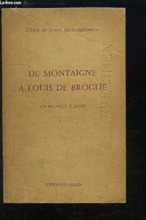 Seller image for De Montaigne  Louis de Broglie. for sale by Le-Livre