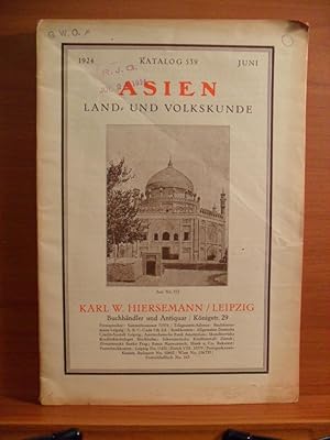 Image du vendeur pour 1924 KATALOG 539 JUNI ASIEN LAND UND VOLKSKUNDE mis en vente par Rose City Books