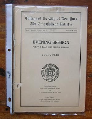 Image du vendeur pour College of the City of New York. The City College Bulletin. Evening Session 1939-1940. mis en vente par Monkey House Books