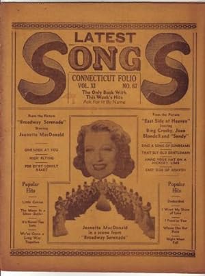 Seller image for Latest Songs Connecticut Folio; Vol XI, No. 67 [Cover, Jeanette MacDonald in "Broadway Serenade", 1939]. for sale by Truman Price & Suzanne Price / oldchildrensbooks