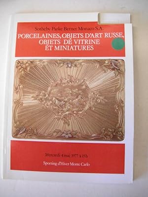 Sale Catalogue: Porcelaines, Objets d'Art Russe, Objets de Vitrine et Miniatures, 1977