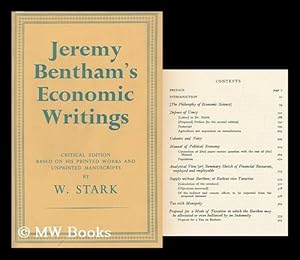 Seller image for Jeremy Bentham's Economic Writings, . by W. Stark. Volume One for sale by MW Books Ltd.