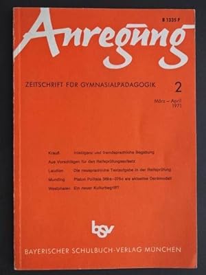 Imagen del vendedor de Anregung. Zeitschrift fr Gymnasialpdagogik. Herausgegeben von Dr. Friedrich Hrmann. a la venta por Antiquariat Tarter, Einzelunternehmen,