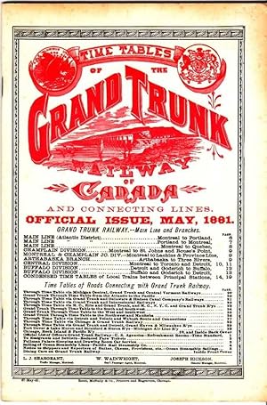 Image du vendeur pour TIME TABLES OF THE GRAND TRUNK RAILWAY OF CANADA . . . MAY, 1881 mis en vente par Archer's Used and Rare Books, Inc.