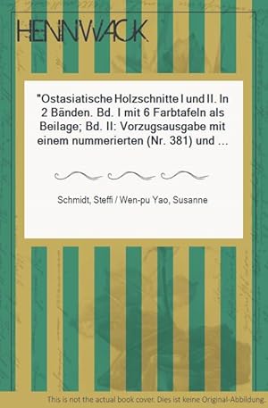 Imagen del vendedor de Ostasiatische Holzschnitte I und II. In 2 Bnden. Bd. I mit 6 Farbtafeln als Beilage; Bd. II: Vorzugsausgabe mit einem nummerierten (Nr. 381) und signierten Originalholzschnitt von Hashimoto Okiie "Herbst im Monzen". a la venta por HENNWACK - Berlins grtes Antiquariat