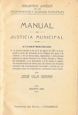Seller image for MANUAL DE JUSTICIA MUNICIPAL for sale by Librera Torren de Rueda