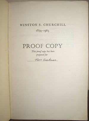 Winston S. Churchill, The Official Biography, Volume I, Youth 1874-1900, PROOF COPY