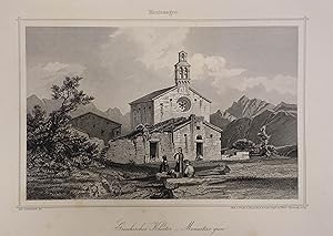 Griechisches Kloster - Monastero greco. Stahlstich v. Bertrand n. E. Schweinfurt aus "Illustriert...