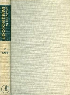 Bild des Verkufers fr ADVANCES IN IMMUNOLOGY, VOLUME 5, 1966 (Contents: Natural Antibodies and the Immune Response, S.V. Boyden. Immunological Studies with Synthetic Polypeptides, M. Sela. Experimental Allergic Encephalomyelitis and Autoimmune Disease.) zum Verkauf von Le-Livre