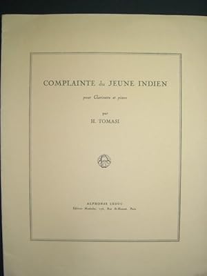 Bild des Verkufers fr Complainte du Jeune Indien pour Clarinette et piano. 2 Stimmhefte (= komplett). zum Verkauf von Antiquariat Tarter, Einzelunternehmen,