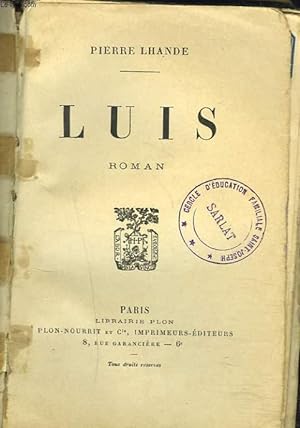 Bild des Verkufers fr LUIS zum Verkauf von Le-Livre