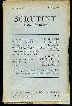 Image du vendeur pour Scrutiny A Quarterly Review; Volume Number II. No. 4 [March 1934] mis en vente par Little Stour Books PBFA Member