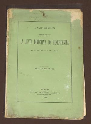 Manifestacion Que Hace al Pueblo La Junta Directiva De Beneficencia al Terminar Su Encargo