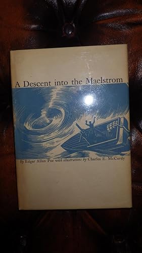 Seller image for A Descent Into the Maelstrom in Beige & Blue Dustjacket of Alm ost overturned Boat being drawn into a maelstrom to the evident dismay of the skipper & passenger. for sale by Bluff Park Rare Books