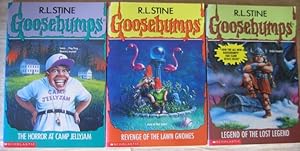 Imagen del vendedor de Goosebumps Series: # 33 "The Horror at Camp Jellyjam" with # 34 "Revenge of the Lawn Gnomes" with # 47 "Legend of the Lost Legend" --3 Issues from the "Goosebujps" series a la venta por Nessa Books