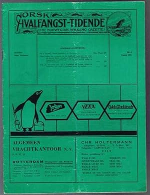 Image du vendeur pour Norsk Hvalfangst-Tidende (The Norwegian Whaling Gazette), Organ For the International Association of Whaling Companies, Nr. 8 August 1961 mis en vente par Bailgate Books Ltd