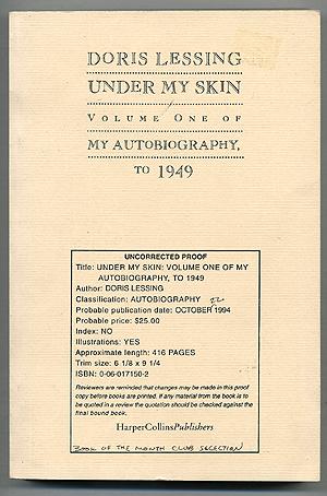 Bild des Verkufers fr Under My Skin: Volume One of My Autobiography, to 1949 zum Verkauf von Between the Covers-Rare Books, Inc. ABAA