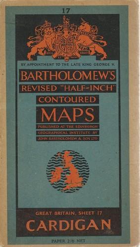 2 Vintage Cloth Map Bartholomews Revised Half Inch Sheet 17 Cardigan 
