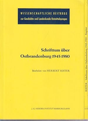 Bild des Verkufers fr Schrifttum ber Ostbrandenburg 1945-1980 und Register. Kpl. in 2 Bdn. zum Verkauf von Antiquariat Carl Wegner