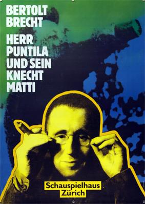 Immagine del venditore per Plakat - Bertolt Brecht - Herr Puntila und sein Knecht - Schauspielhaus Zrich. Siebdruck. venduto da antiquariat peter petrej - Bibliopolium AG