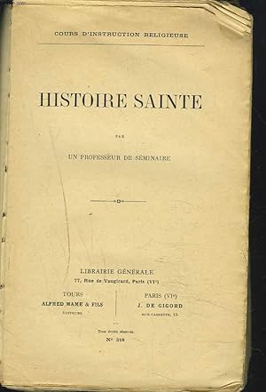 Seller image for COURS D'INSTRUCTION RELIGIEUSE. HISTOIRE SAINTE. for sale by Le-Livre