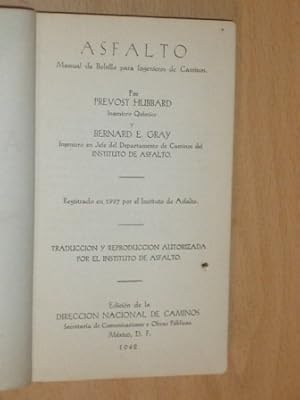 Imagen del vendedor de ASFALTO - MANUAL DE BOLSILLO PARA INGENIEROS DE CAMINOS a la venta por Libros del Reino Secreto