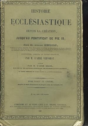 Seller image for HISTOIRE ECCLESIASTIQUE DEPUIS LA CREATION JUSQU'AU PONTIFICAT DE PIE IX, TOME VINGT ET UNIEME. for sale by Le-Livre
