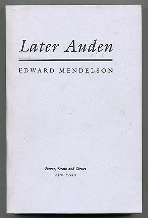 Bild des Verkufers fr Later Auden zum Verkauf von Between the Covers-Rare Books, Inc. ABAA