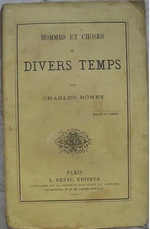 Seller image for Hommes et choses de divers temps. for sale by Librairie les mains dans les poches