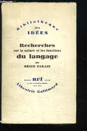 Seller image for Recherches sur la nature et les fonctions du langage. for sale by Le-Livre