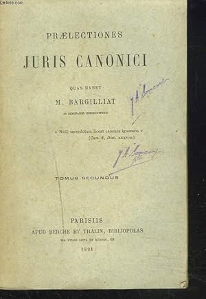 Seller image for PARAELECTIONES JURIS CANONICI. TOMUS SECUNDUS for sale by Le-Livre