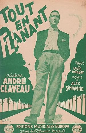 Partition de "Tout en flânant", chanson créée par André Claveau
