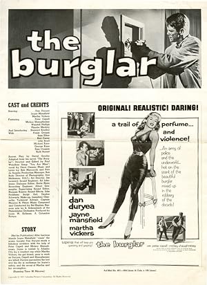 Bild des Verkufers fr The Burglar (Original Film Pressbook) zum Verkauf von Royal Books, Inc., ABAA