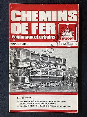 CHEMINS DE FER REGIONAUX ET URBAINS-N°195-1986-III