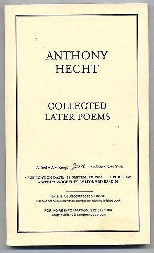 Bild des Verkufers fr Collected Later Poems zum Verkauf von Between the Covers-Rare Books, Inc. ABAA