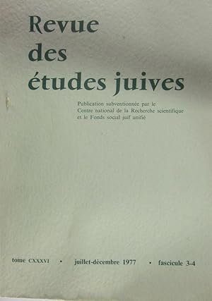 Image du vendeur pour Revue Des Etudes Juives Juillet-Dec 1977 mis en vente par Bookshop Baltimore