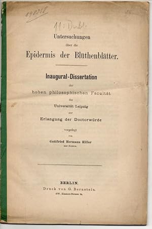 Untersuchungen über die Epidermis der Blüthenblätter. Dissertation. Aus. Jahrb. für wissen. Botan...