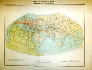 Bild des Verkufers fr Orbis Terrarum secundum CL. Ptolemaeum. Originalkarte im Mastab 1: 35 000 000. Blatt XXVIV aus dem Werk "Formae orbis antiqui" von Heinrich Kiepert. Mit Text von Richard Kiepert. zum Verkauf von Antiquariat Carl Wegner