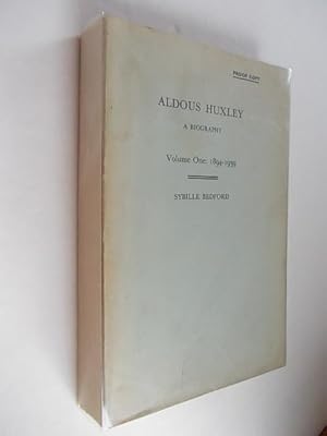 Seller image for ALDOUS HUXLEY. A BIOGRAPHY: VOLUME ONE 1894-1939. By Sybille Bedford. for sale by Alphabet Bookshop (ABAC/ILAB)